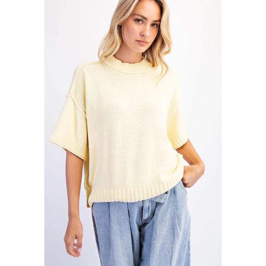Cotierra Oversized Crewneck Short Sleeve Sweater