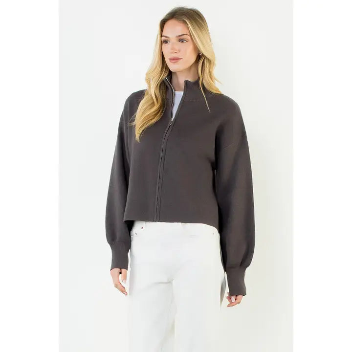 High Neck Zip Up Jacket