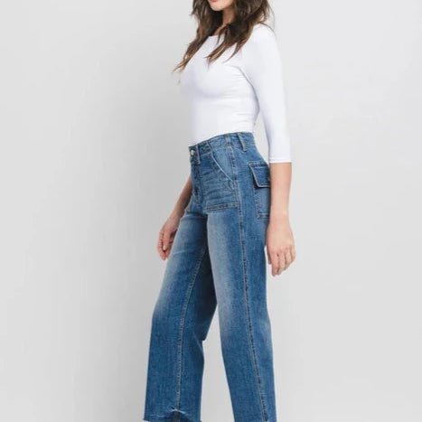 Lovervet High-Rise Crop Utility Straight Leg Jeans