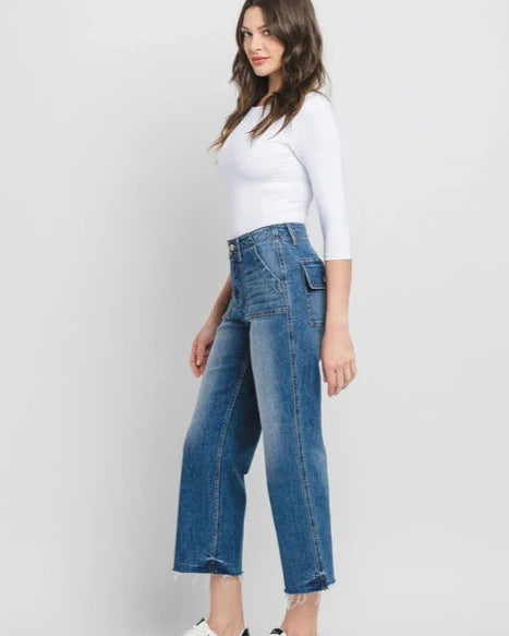 Lovervet High-Rise Crop Utility Straight Leg Jeans