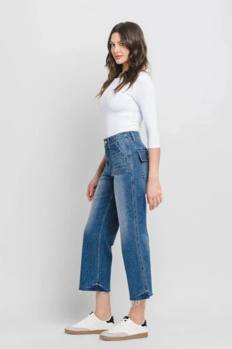 Lovervet High-Rise Crop Utility Straight Leg Jeans