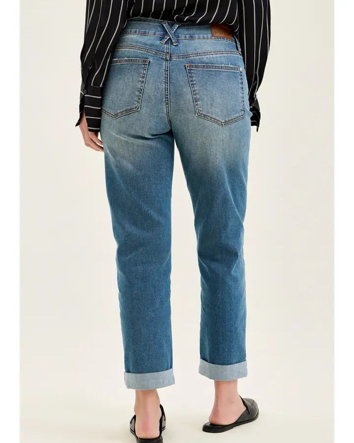 Judy Blue Cross-Back Boyfriend Jeans