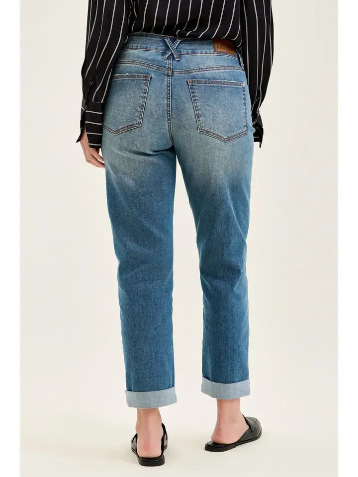Judy Blue Cross-Back Boyfriend Jeans