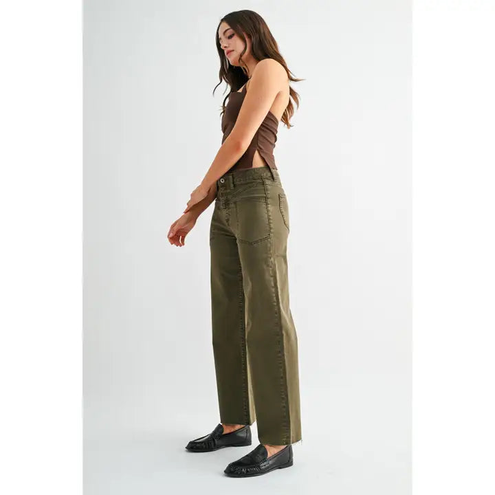 High-Rise Wide Leg Ankle Front Yoke
