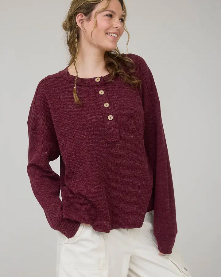 Blu Pepper Burgundy Henley