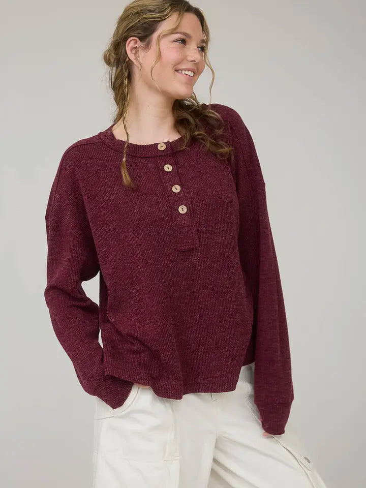 Blu Pepper Burgundy Henley