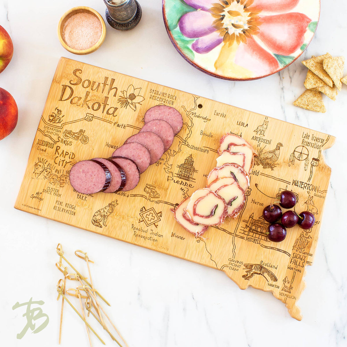 Destination South Dakota Cutting Board with Engraved Artwork