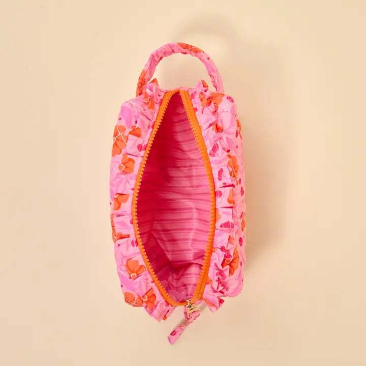 Essentials Quilted Cosmetic Pouch–Poppin' Petals Hot Pink