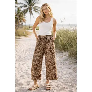 Leopard Print Wide Leg Pants