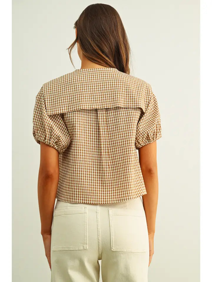Gingham Pattern  Tie in Front Top