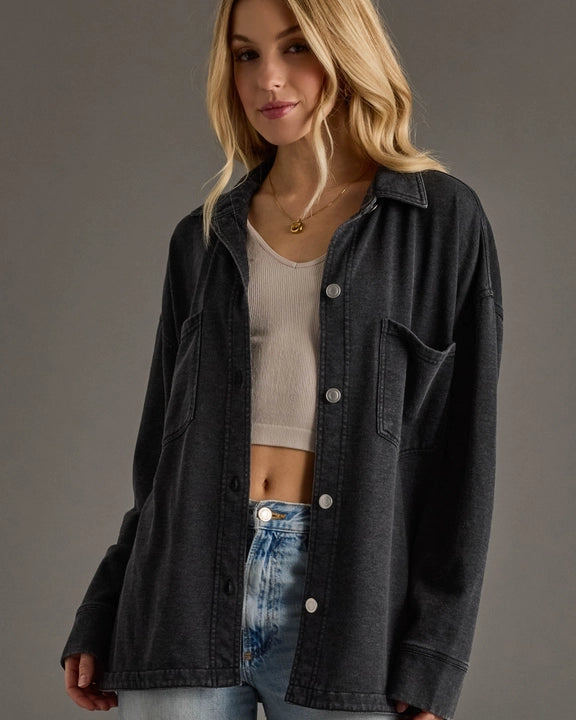 Black Super Soft Button Up