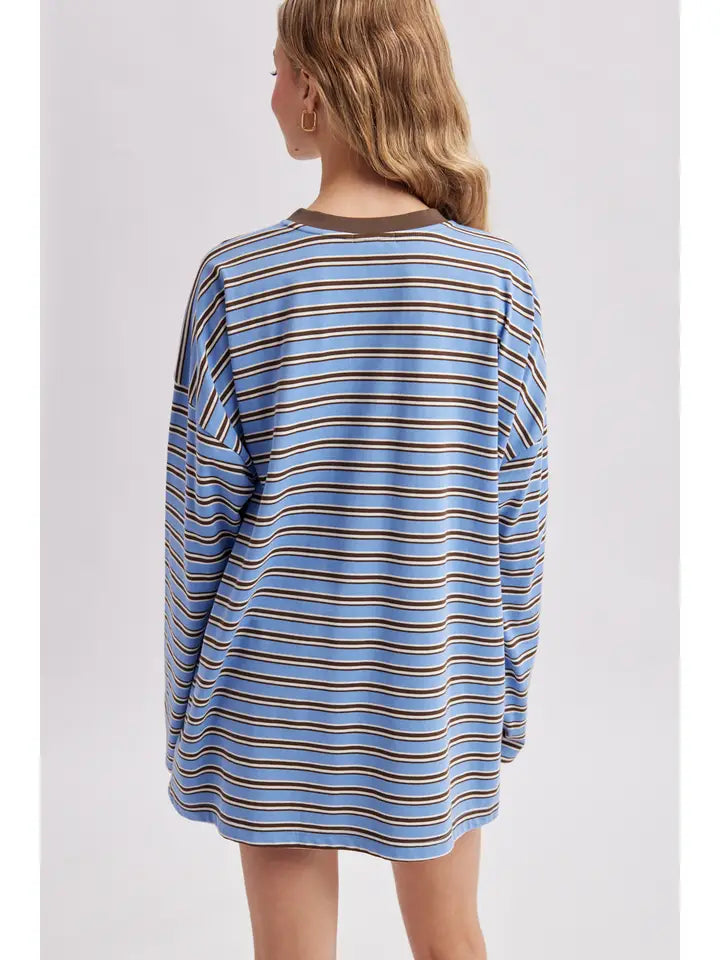 Piper Oversized Striped Crewneck Knit Top
