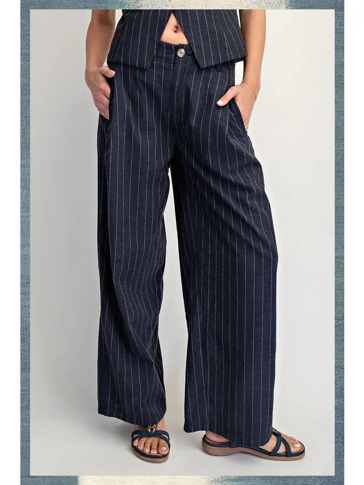 Cotierra Low-Slung Wide-Leg Linen Blend Trousers