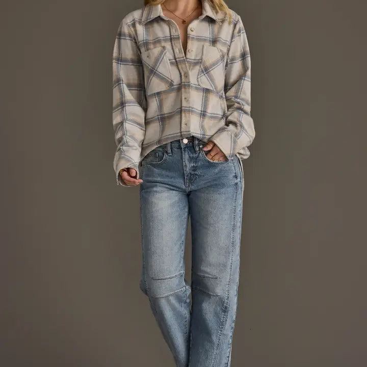 Panache Apparel Plaid Lightweight Button Up
