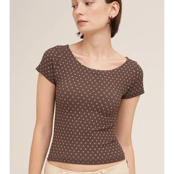 Reversible Polka Dot Short Sleeve Top