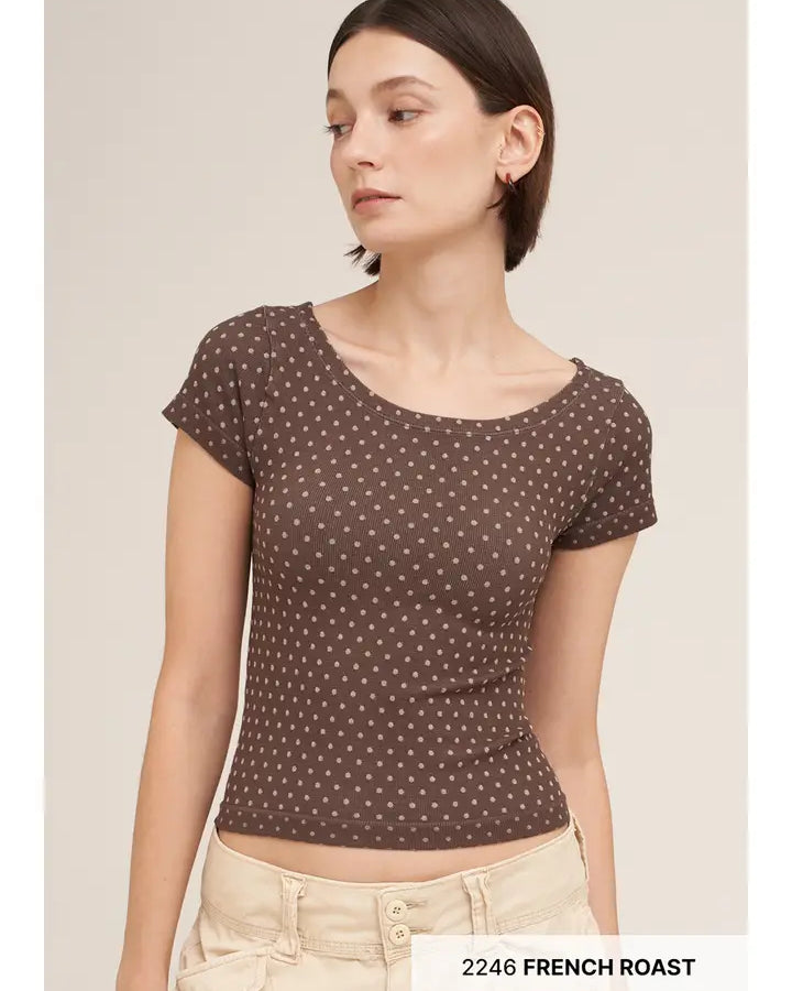 Reversible Polka Dot Short Sleeve Top