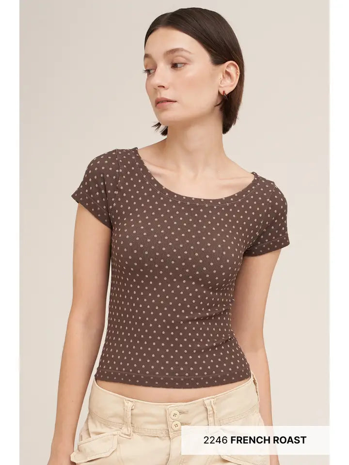 Reversible Polka Dot Short Sleeve Top