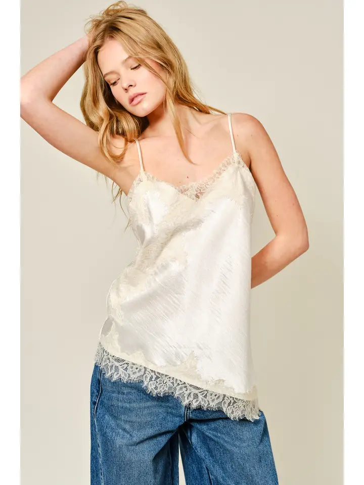 Seraphina Asymmetrical Satin Lace Camisole