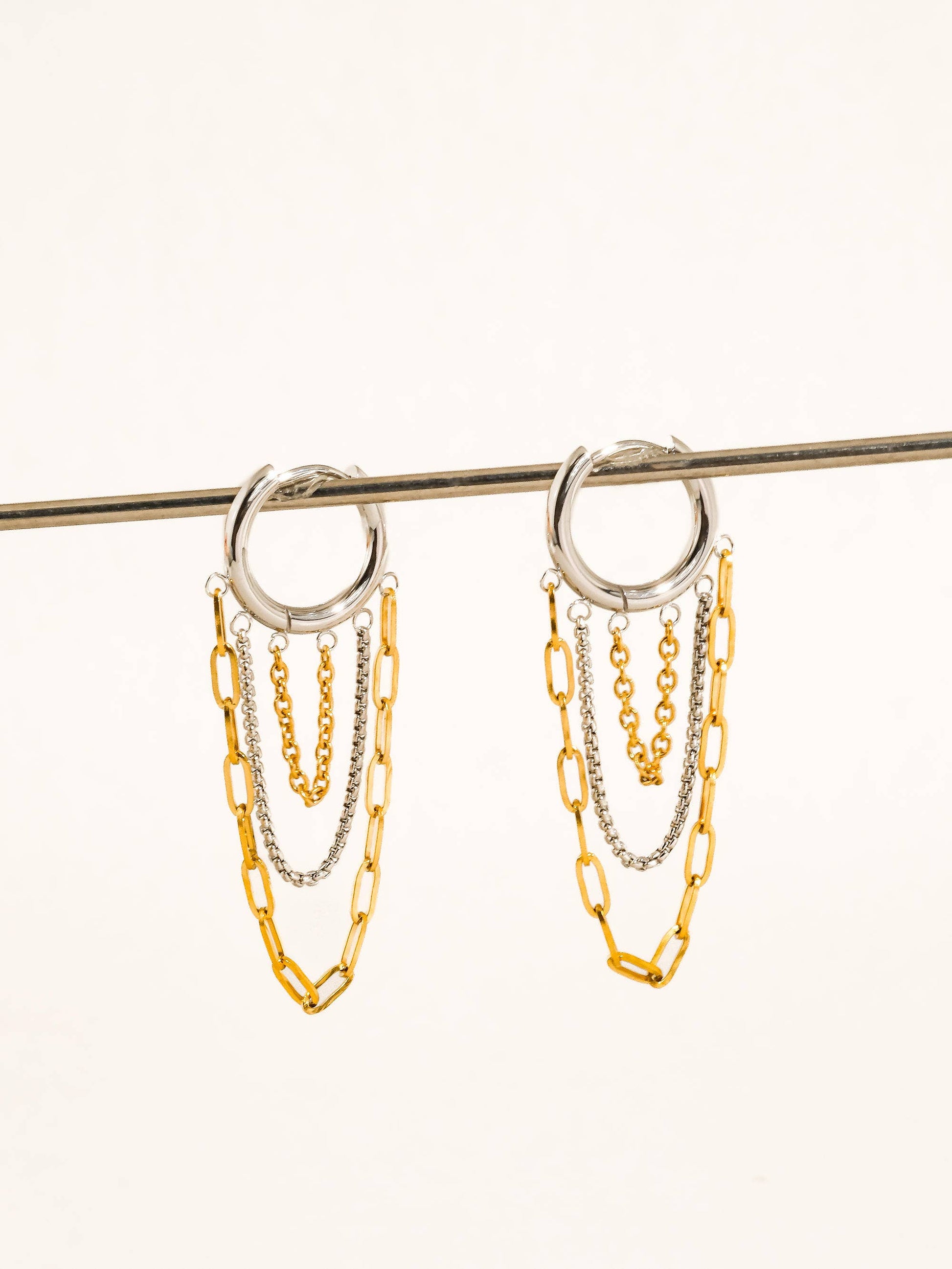 Vianne 18K Gold Non-Tarnish Multi Chain Drop Earrings