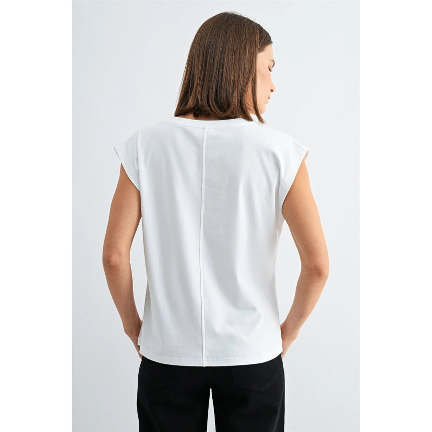 Wide Shoulder Knit Top