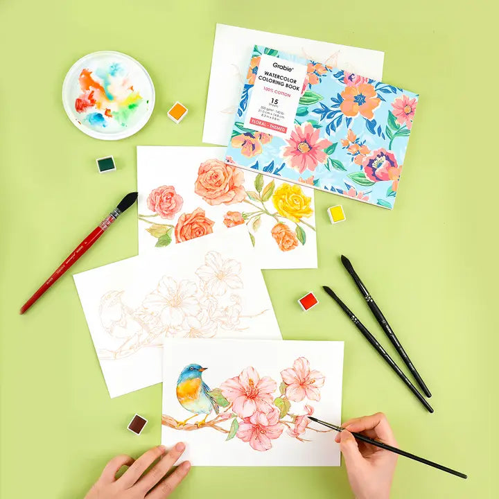 Grabie 15 sheet Watercolor Coloring Book