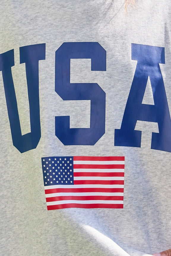 VINTAGEUSA Oversized Reversible USA & America Graphic Sweatshirt