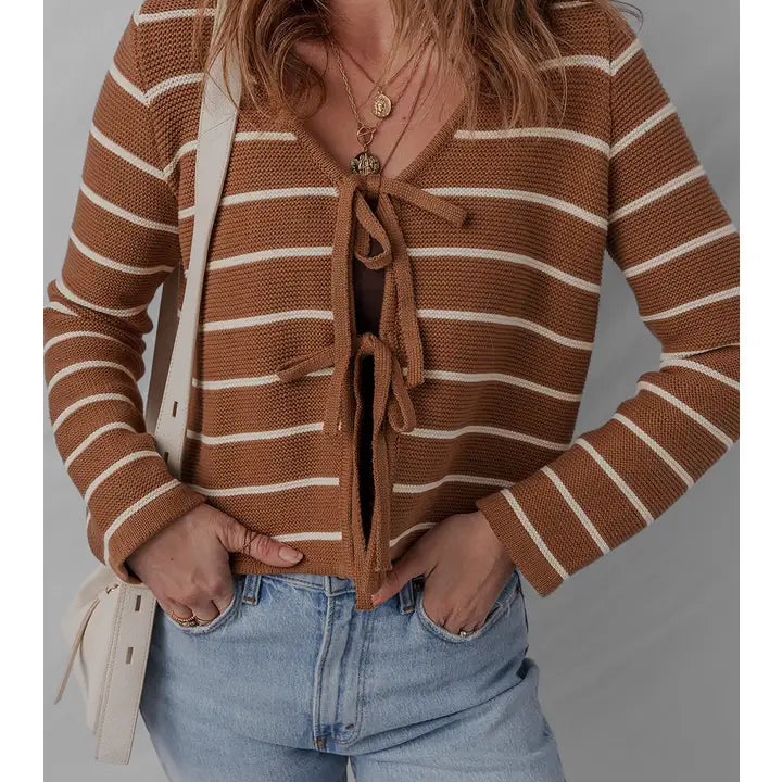 Ldc Tie Front Knit Cardigan Sweater