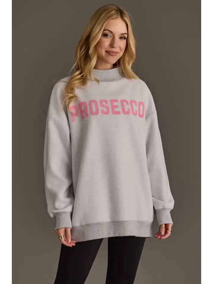 Lt. Gray Wine & Prosecco Reversible Sweatshirt