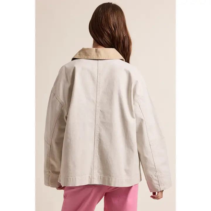 The Everyday Cotton Barn Jacket with Contrast Collar