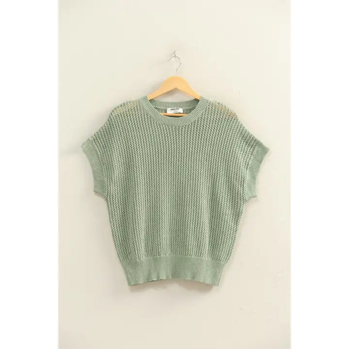 Open-Knit Dolman Sleeve Top