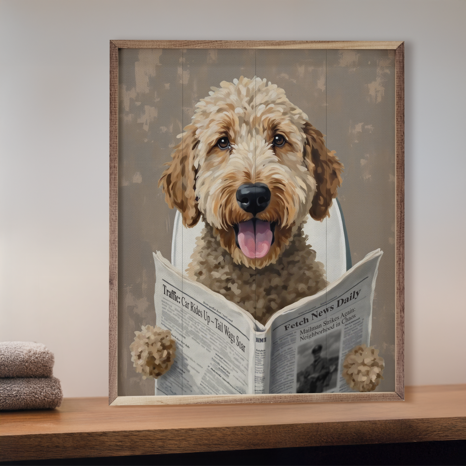 Bathroom Dog Reading The Paper