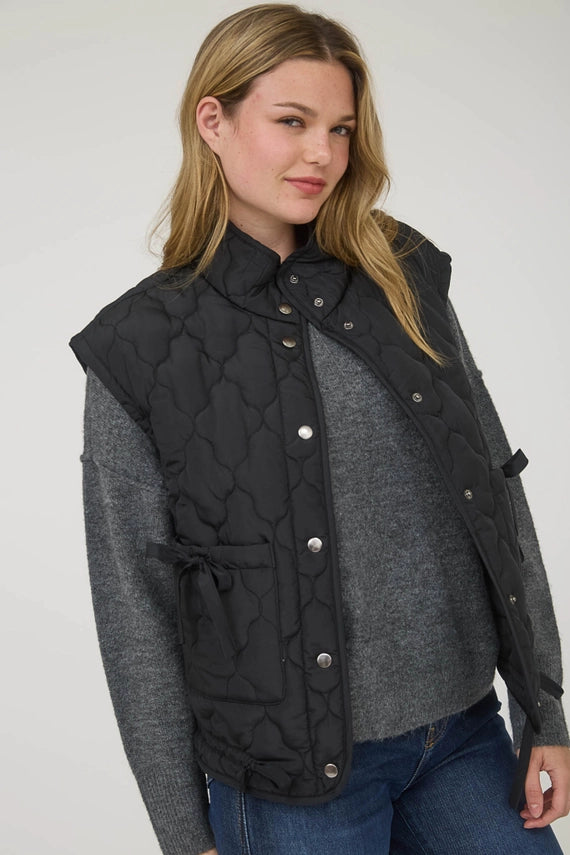 Blu Pepper Black Quilted Puffer Vest