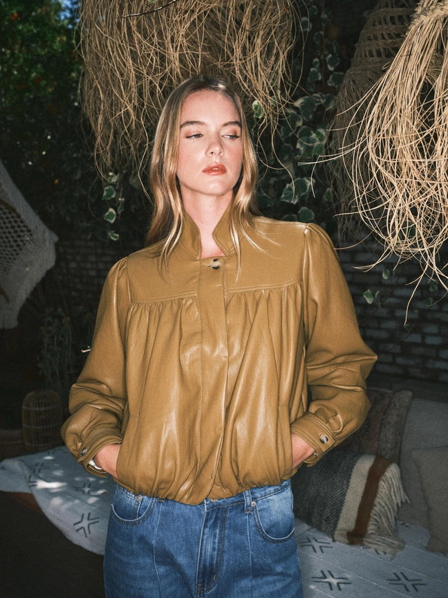 Super Soft Bobble Hem Vegan Leather Jacket