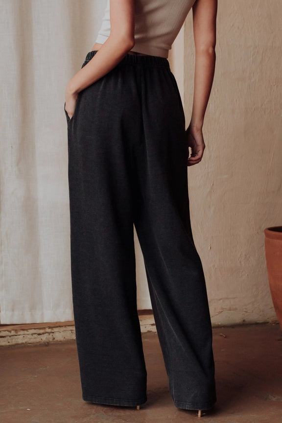 Washed Black Ultra-Soft Wide-Leg Sweatpants