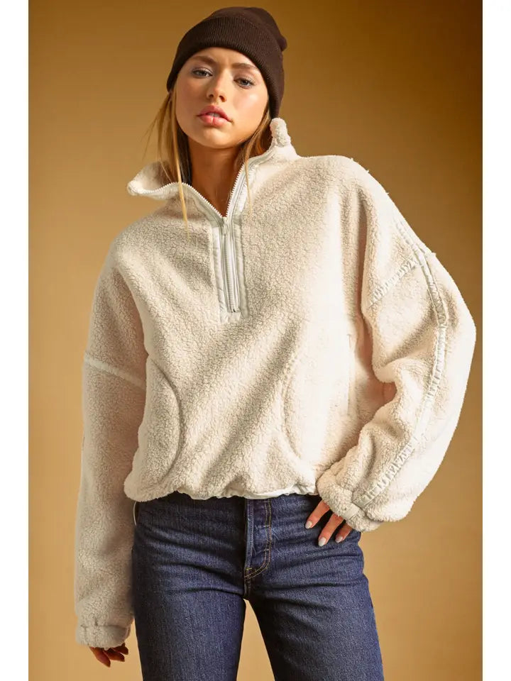 Miou Muse - Oversized Half-Zip Sherpa Pullover