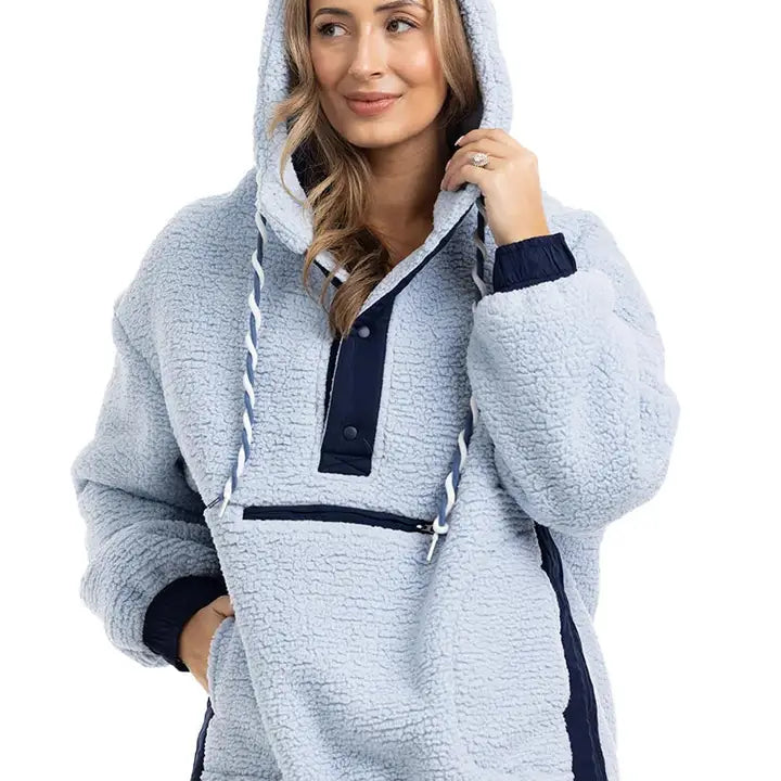 Two-Toned Sherpa Fleece Pullover