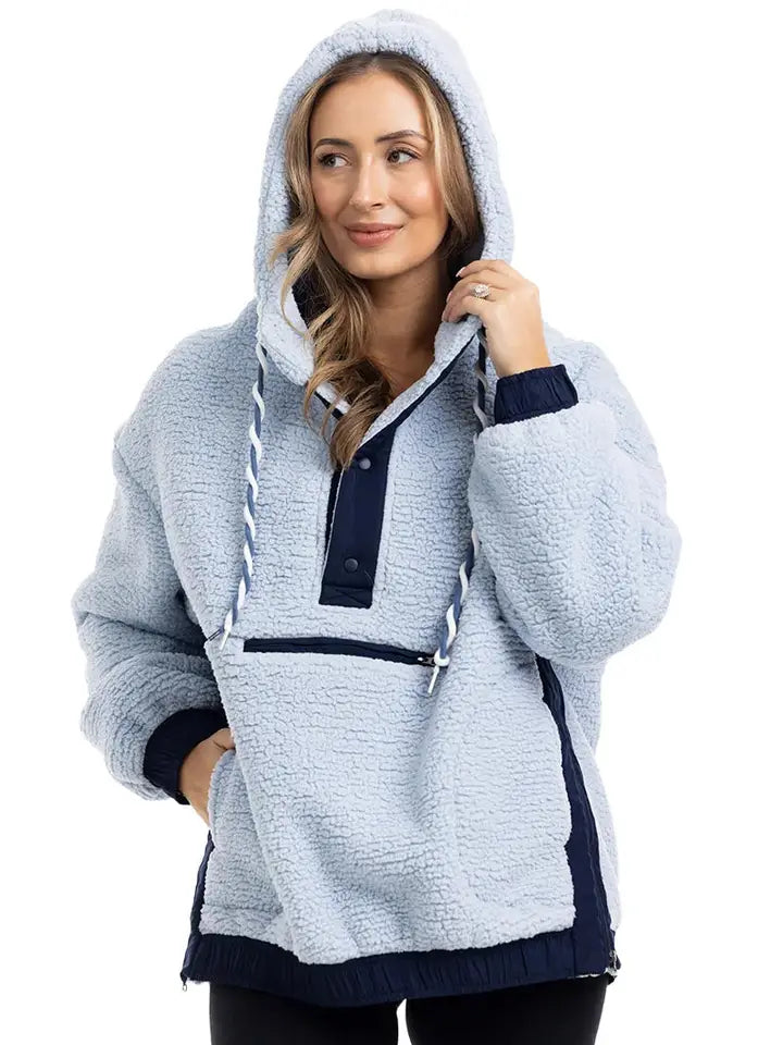 Two-Toned Sherpa Fleece Pullover