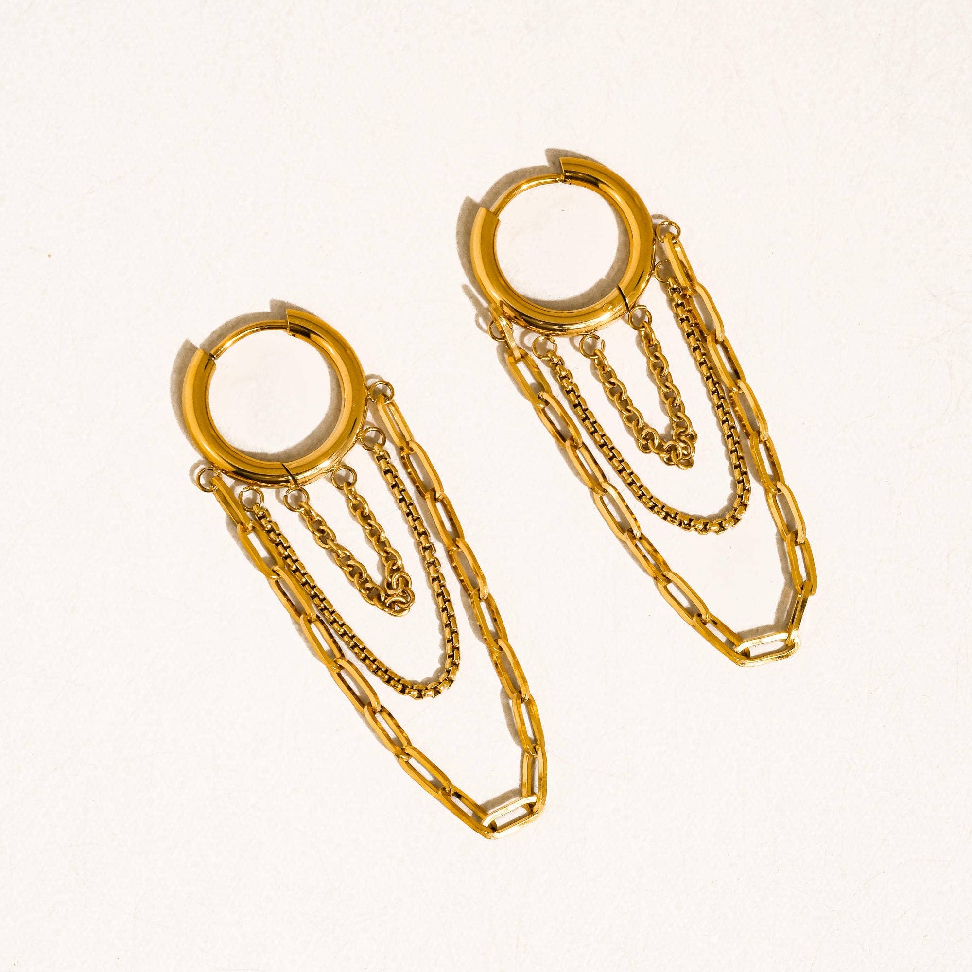 Vianne 18K Gold Non-Tarnish Multi Chain Drop Earrings