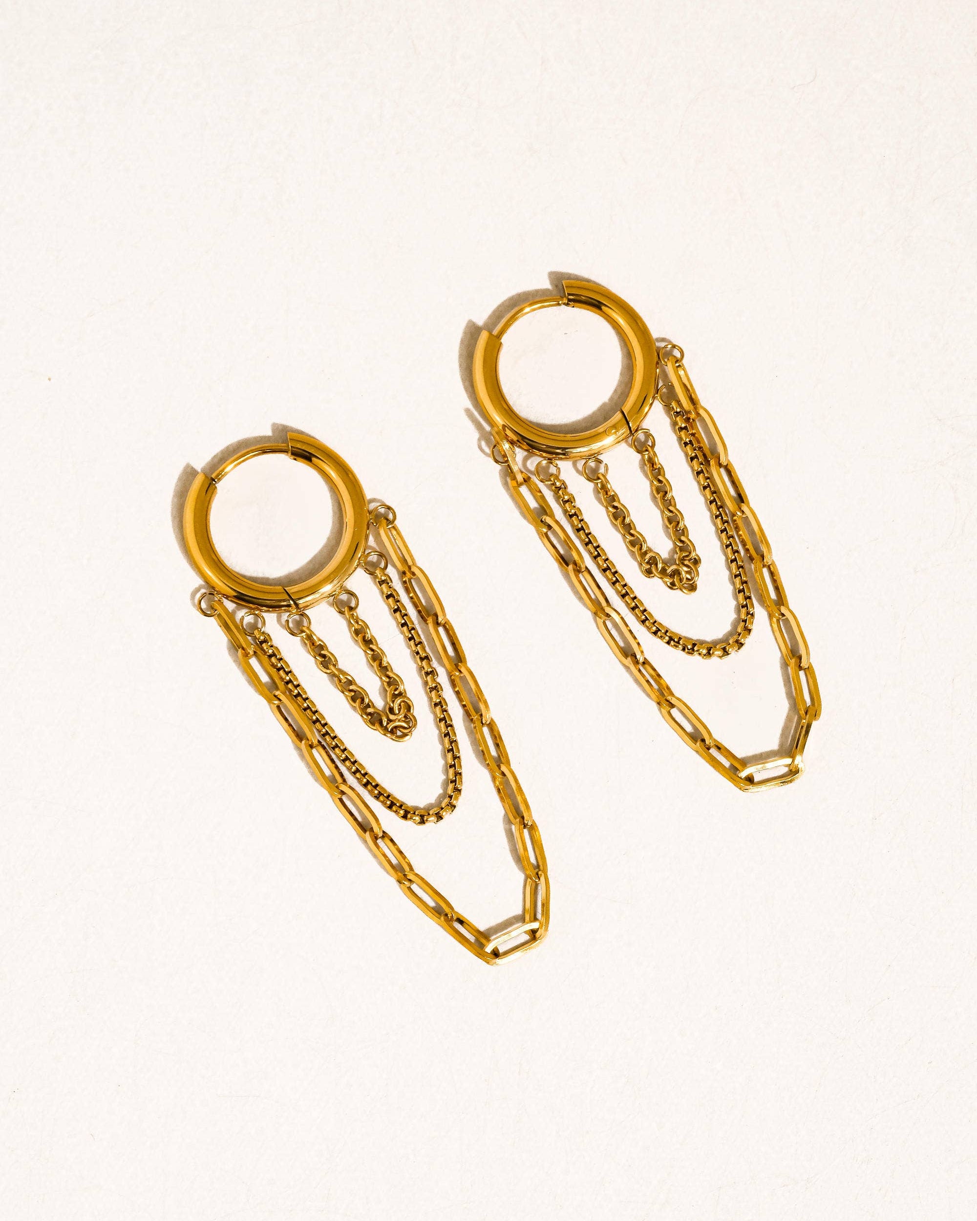 Vianne 18K Gold Non-Tarnish Multi Chain Drop Earrings
