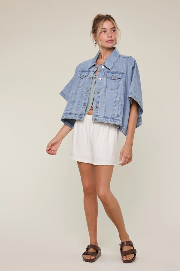 Wishlist Denim Poncho Jacket