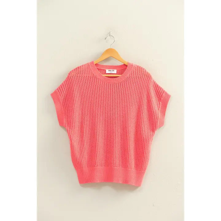 Open-Knit Dolman Sleeve Top
