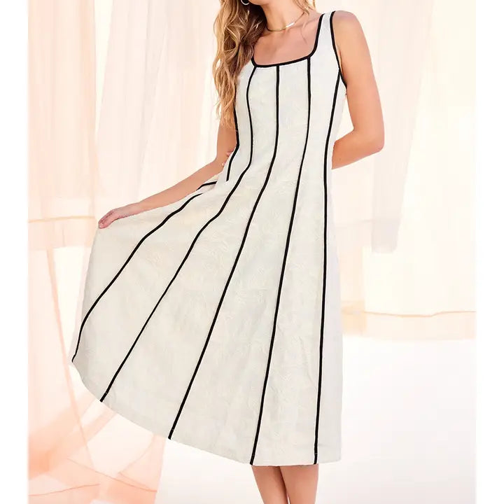 Embroidery Linen Midi Dress