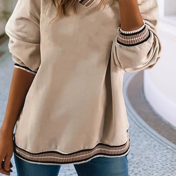 Ldc Varsity Contrast Trim V Neck Sweatshirt
