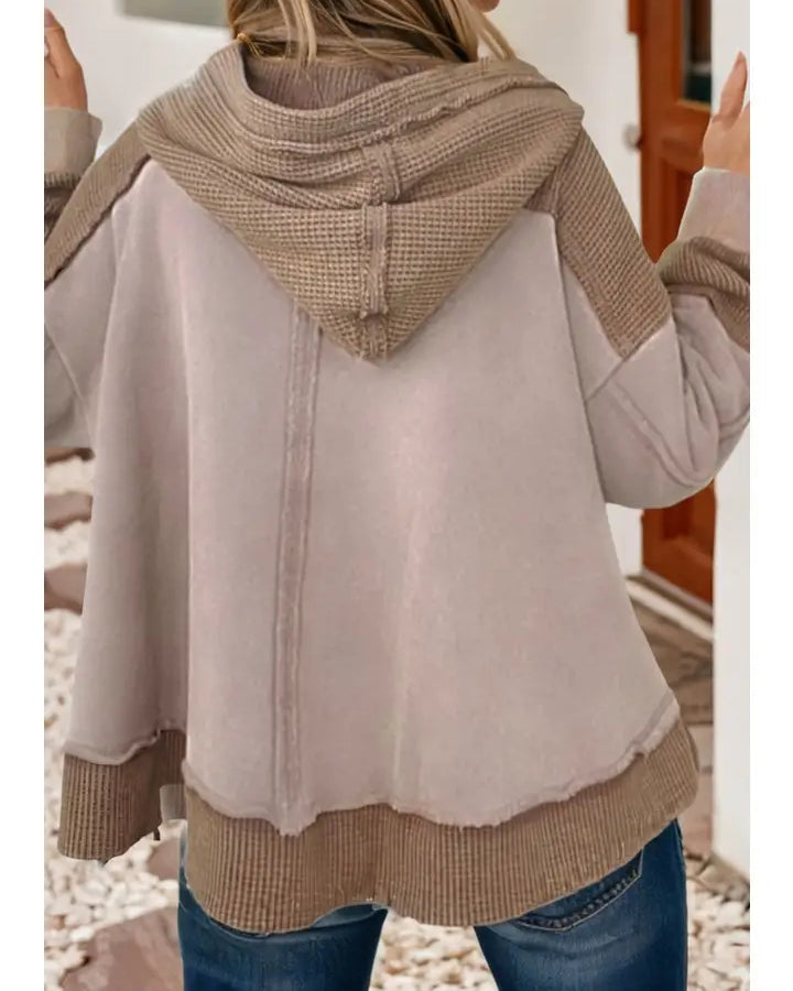 Ldc Oversize Waffle Patchwork Exposed Seam Hoodie