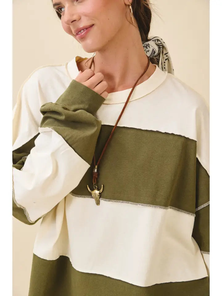 Piper Contrast Panel Slouchy Long Sleeve Tee