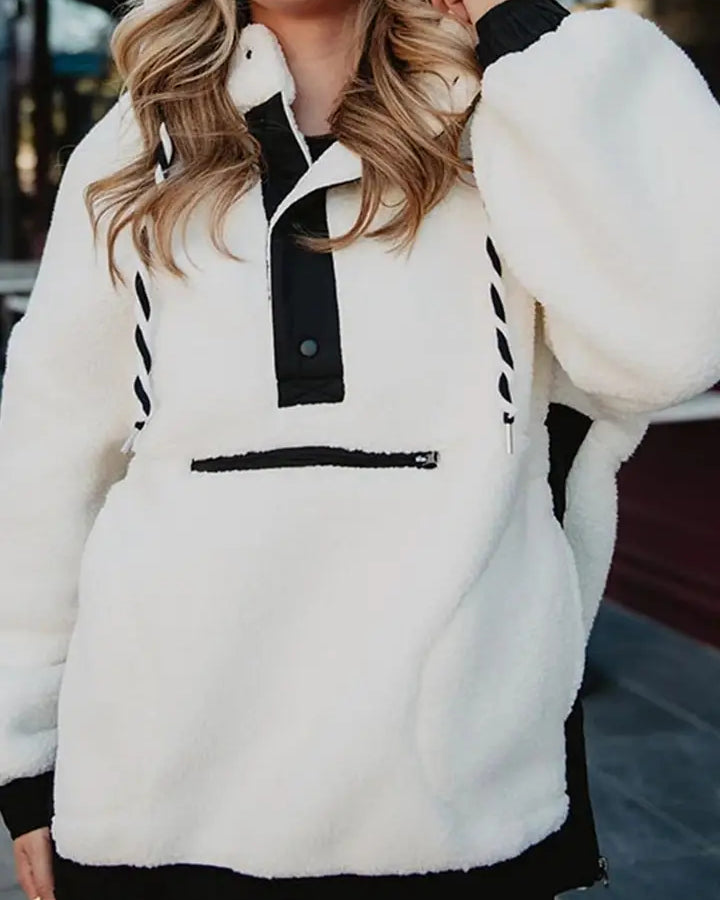 Two-Toned Sherpa Fleece Pullover