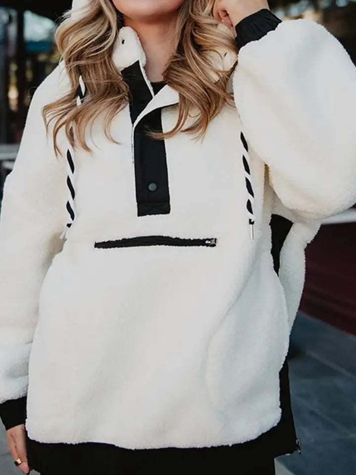 Two-Toned Sherpa Fleece Pullover