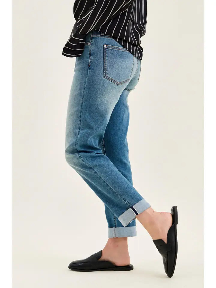 Judy Blue Cross-Back Boyfriend Jeans
