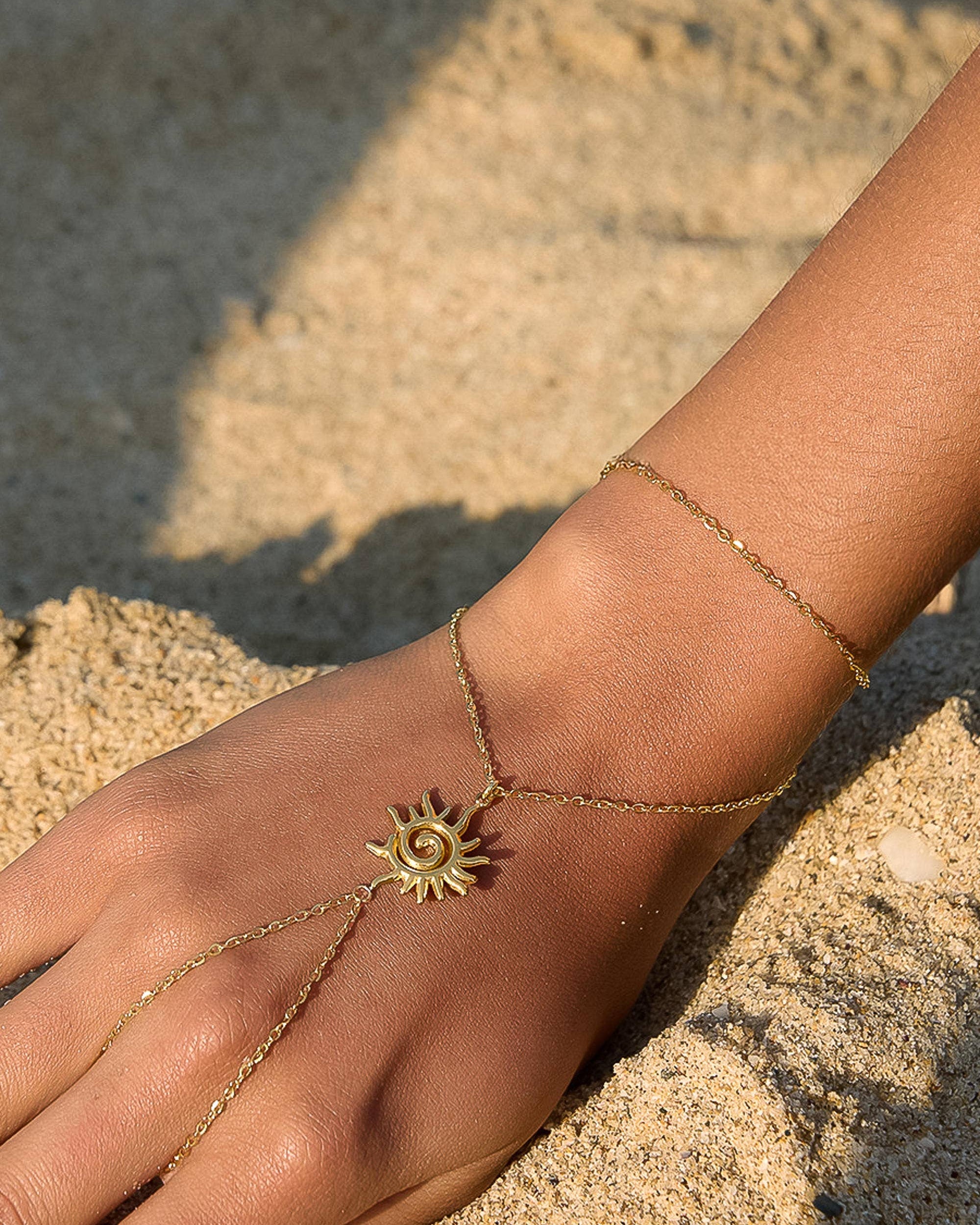 Carmela 18K Gold Non-Tarnish Sun Charm Hand Chain