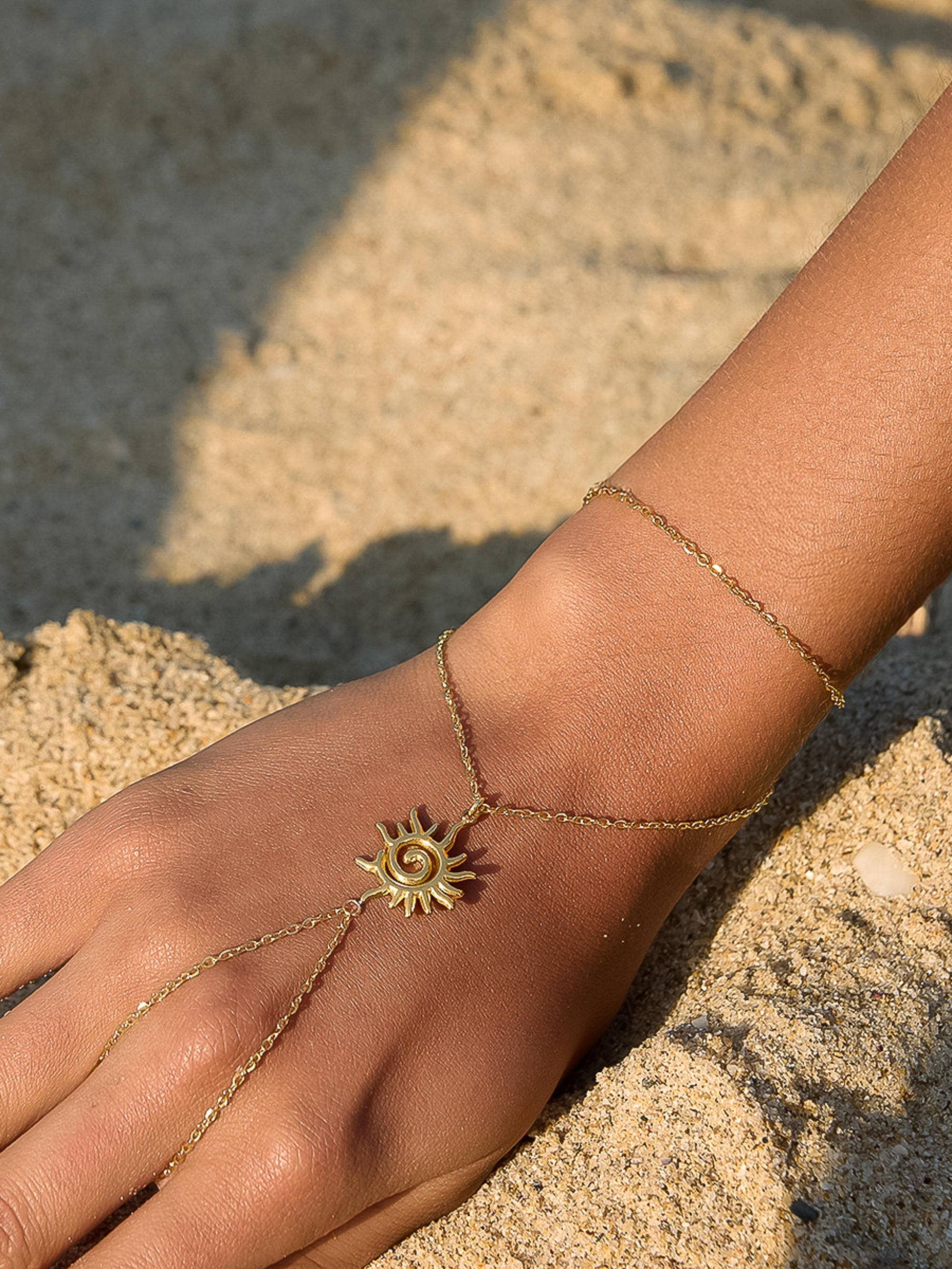 Carmela 18K Gold Non-Tarnish Sun Charm Hand Chain